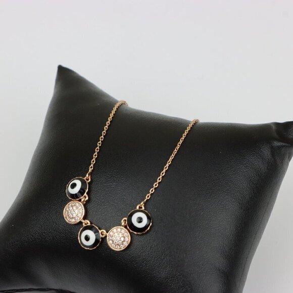 Rose Gold Evil Eye Pendant Necklace with Adjustable Chain, XPNL0321 - Picture 4 of 12